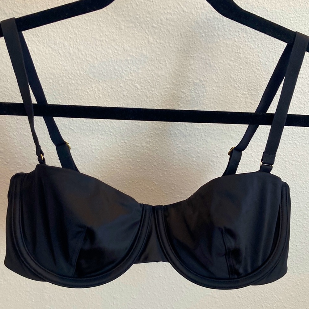 CUUP 34D black satin The Balconette bra